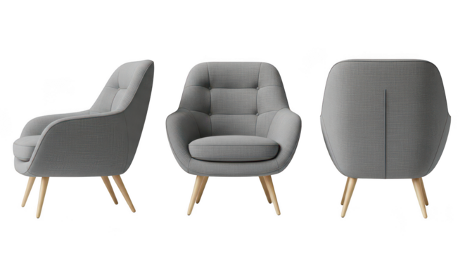 Modern gray upholstered armchair