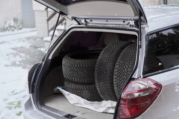 Winter tire change preparation shown