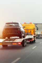 Breakdown service towing accident-damaged vehicle