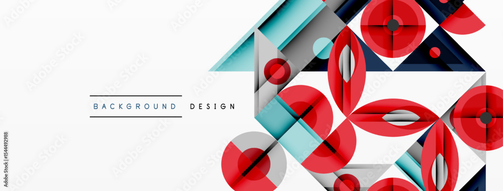 Aufkleber abstract geometric shapes, red accents, light blue tones. modern design elements create dynamic visu