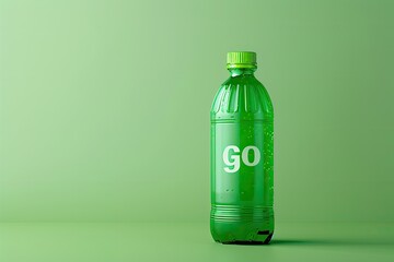 Flawless Picture of a Green Bottle of Drink That Says Go on it