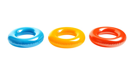 Pack Collection Vibrant Swim Rings Blue Orange Red Inflatable Rings Illustration set against transparent background