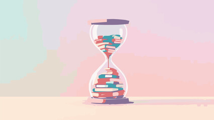 illustration of hourglass with books - academic pressure