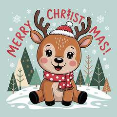 Reindeer with Christmas Tree and Presents