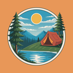 Camping in Nature by Mountain Stream