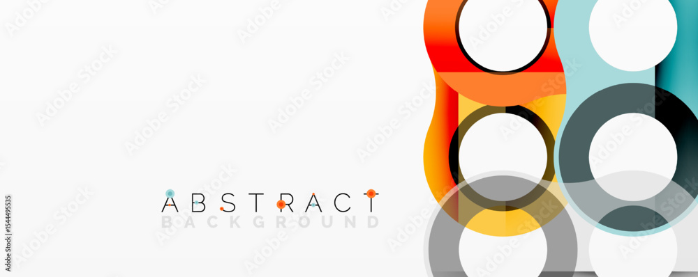 Poster Modern abstract design features overlapping circles, vibrant colors, clean lines. Minimalist composition creates dynamic visual impact.