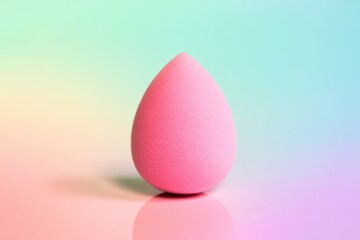 Fototapeta premium Pink Beauty Blender Sponge on Pastel Gradient Background