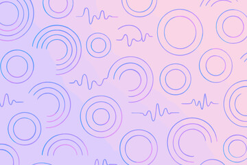 Seamless gradient pattern of circles and waveforms in soft neon tones