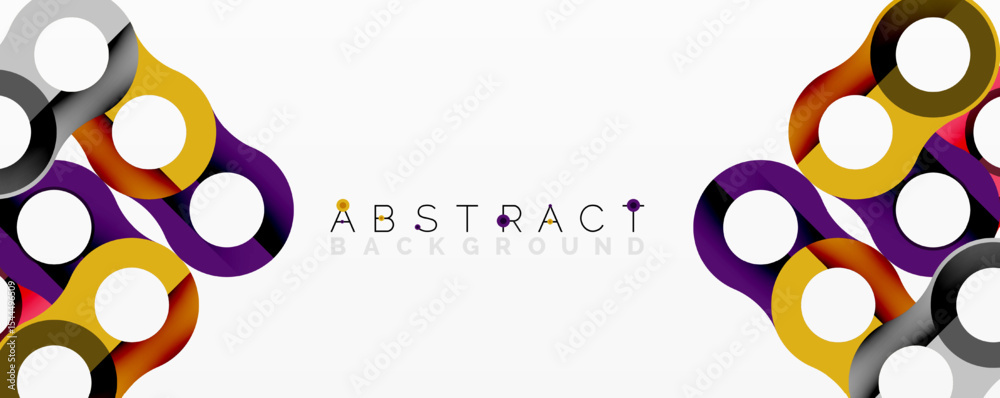 Poster Colorful abstract design features overlapping circles, creating dynamic visual effect. Modern, geometric pattern suitable for backgrounds.