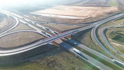 Transportation infrastructure with overpass and motorway