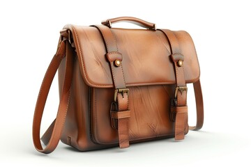Ultra Quality Picture of Leather Bag Isolated on White Background 3D Rendering Illustration