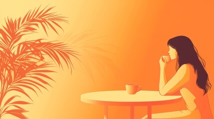 Contemplative Moment with Warm Colors and Nature