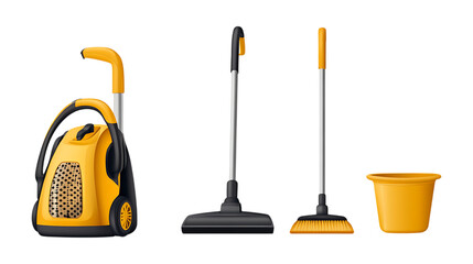 Pack Collection Wet  Dry Vacuum Cleaner Professional Cleaning Equipment Powerful Suction Efficient Cleaning set against transparent background