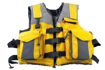 Bright yellow life vest with gray accents