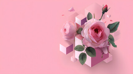 beautiful flower decoration made from pink with a plain background