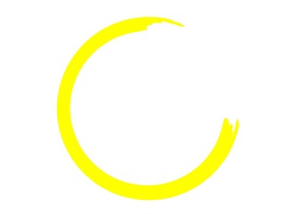 Abstract illustration of a yellow semicircle with a brushstroke effect on a white background. ector Minimalist and modern design suitable for graphic elements, logos and creative visual concepts.