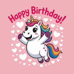 Happy Birthday Unicorn Jumping