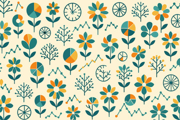 Obraz premium Colorful geometric floral and data-inspired pattern design.