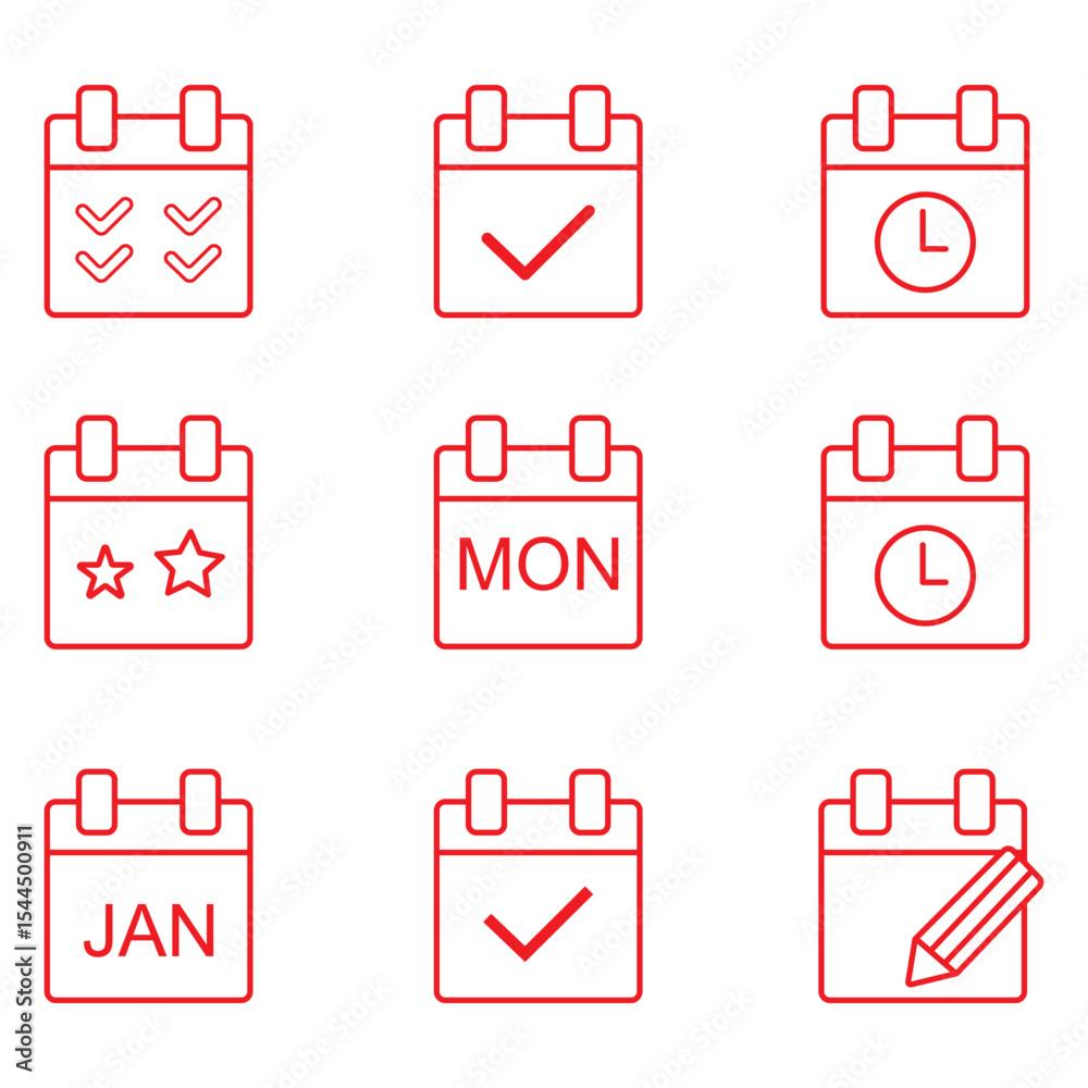 Canvas Prints calendar icons collection - vector. calendar symbols isolated. line style icon. flat icon. editable 