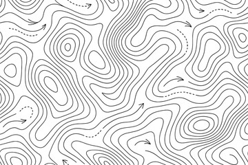 Minimal contour map pattern with flowing elevation lines and arrows