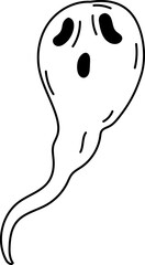 Curvy floating ghost with slim body and long tail
