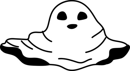 Melting ghost cartoon with smooth base and face
