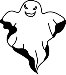 Happy dancing ghost with arms wide and friendly face