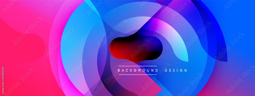 Aufkleber Abstract vibrant background. Overlapping circles create dynamic visual effect. Pink, blue hues dominate composition. Modern design element.
