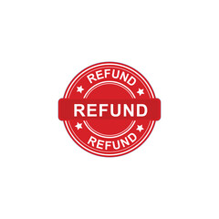 Red Refund Stamp Badge Icon   Vector Label for Money Back Guarantee