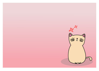Animal cartoon: isolated small cat on a pink background 
