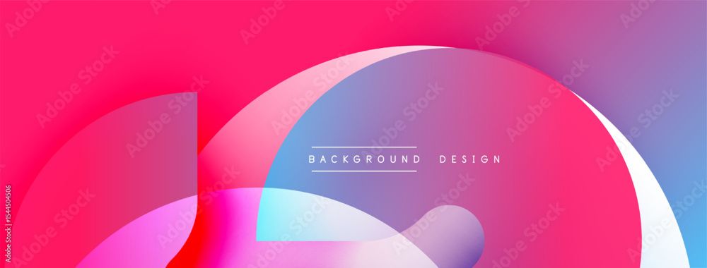 Poster Abstract vibrant background. Overlapping shapes create dynamic visual effect. Pink, blue, purple hues dominate composition. Modern design element.