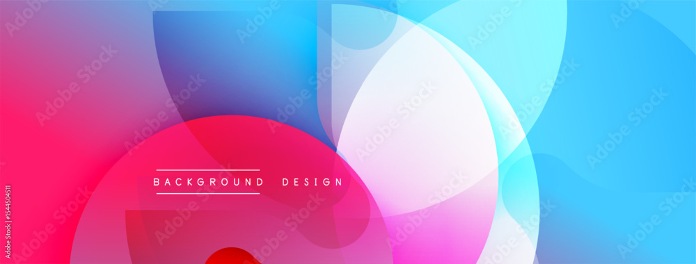 Aufkleber Abstract vibrant background. Overlapping circles create dynamic visual effect. Pink, blue hues dominate composition. Modern design element.