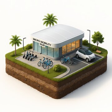 Modern Public Library with Bike Parking