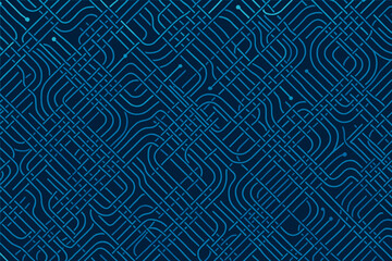Fototapeta premium Dense abstract tech pattern with curved circuit lines on dark background