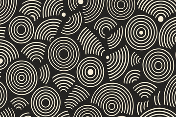 Minimalist seamless pattern of concentric rings and arcs