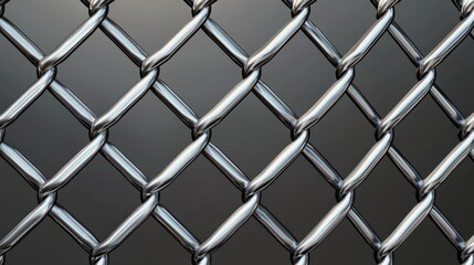 Fototapeta premium A metallic chain-link fence with a dark, reflective background.