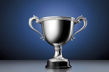 Elegant silver trophy cup with decorative handles, symbolizing victory and achievement

