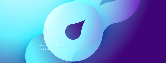 Abstract fluid shapes, blue purple gradient. Modern design, smooth curves, dynamic composition. Background texture, visual element.