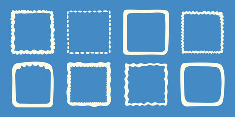 Vector set of hand drawn cut out style square frames and borders - abstract design elements for decoration or logo design templates, prints, placards 