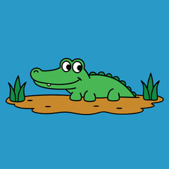 Naklejka premium cartoon alligator swamp.eps