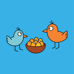 Fototapeta premium cartoon birds building nests.eps
