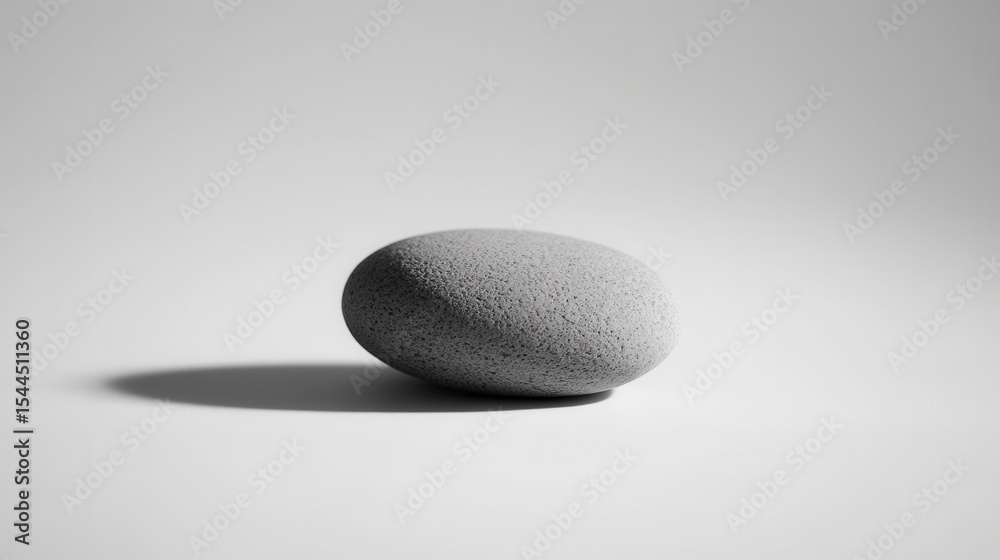 Poster minimalist smooth stone with elegant texture on soft surface in monochrome setting for artistic and 