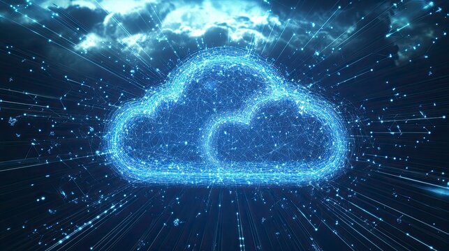 Abstract cloud graphic with digital network lines