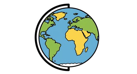 Fototapeta premium Earth Globe Illustration of World Continents and Oceans