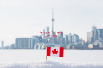 Happy canada day july 1st toronto skyline snow
