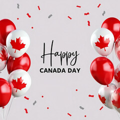 Happy canada day balloons and confetti celebration
