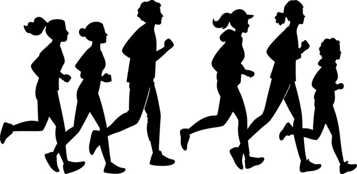 Silhouettes of Runners, Silhouettes of people joggin