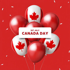 Canada day celebration balloons red and white