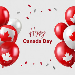 Happy canada day balloons and confetti celebration