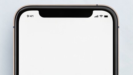 Smartphone display with a blank screen and a visible status bar at the top.